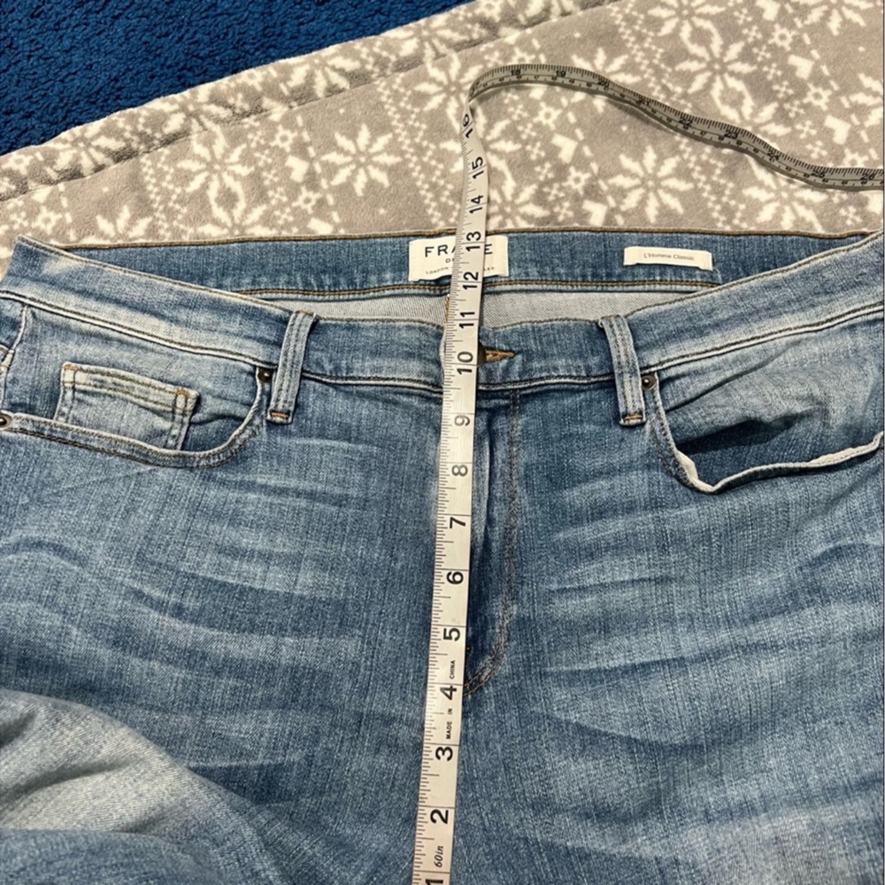FRAME L'Homme Classic Straight Leg Jeans In Craters Wash Size 36 - Picture 10 of 12